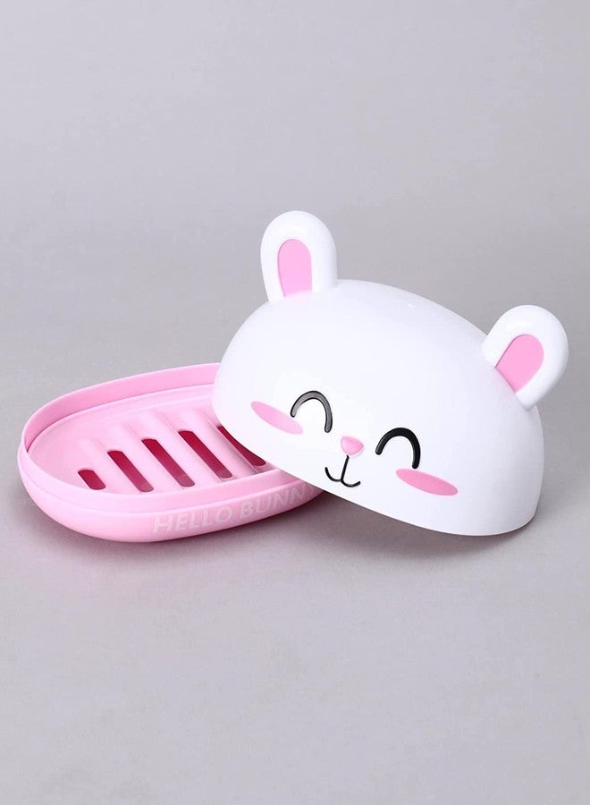 Flywind Soap Holder Travel Soap Container with Lid, Portable Bar Soap Holder, Leakproof Soap Box with Perforations, Soap Dishes for Traveling, Camping, Gym Pack of 1 (Light Pink Bunny) - Image 2